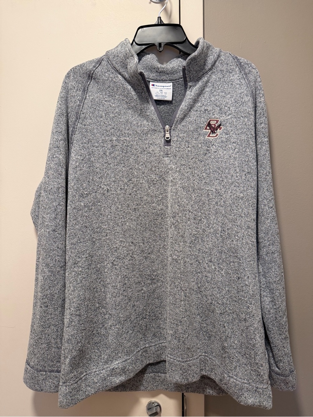 Champion Boston College Embroidered Gray Quarter-Zip Pullover